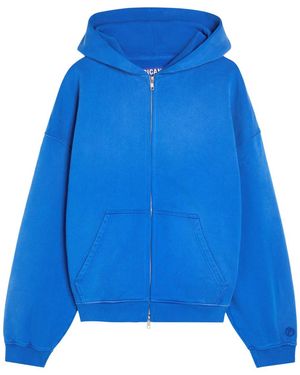 Picante Everyday Hooded Zip-Up Cotton Sweatshirt - Blue