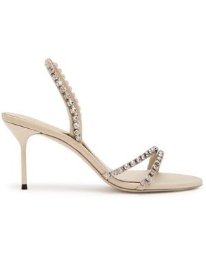 Paris Texas Lidia 70 Crystal-Embellished Crepe Sandals - White