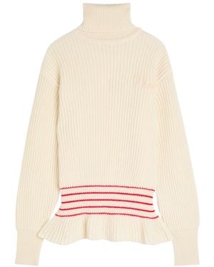 Chloé Striped Wool And Mohair-Blend Jumper - Natural