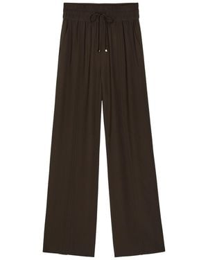 JOSEPH Dee Wide-Leg Crepe Trousers - Brown