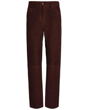 KHAITE Callum Straight-Leg Suede Pants - Brown