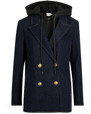 Alice + Olivia Jordan Sweatshirt-Effect Stretch-Denim Jacket - Blue
