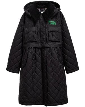 BARBOUR X GANNI Quilted Peplum Shell Coat - Black