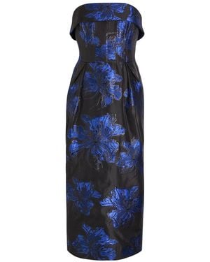 Rebecca Vallance Alexandra Floral-Jacquard Woven Midi Dress - Blue