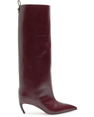 The Attico Lea 65 Leather Knee-High Boots - Purple