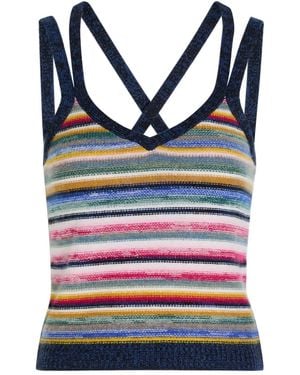 Suzie Kondi Toula Striped Cashmere Tank Top - Blue