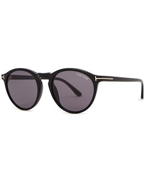 Tom Ford Round-Frame Sunglasses, Designer-Stamped Lenses, -Tone, 100% Uv Protection - Black