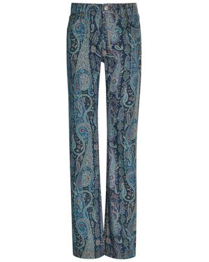 Etro Paisley-Print Bootcut Jeans - Blue
