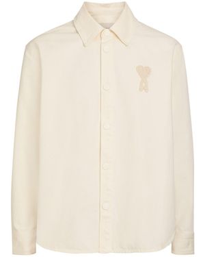Ami Paris Logo-Appliquéd Denim Overshirt - Natural