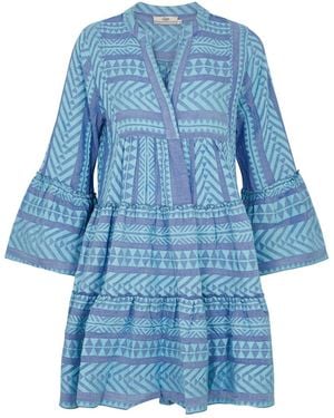 Devotion Devotion Ella Embroidered Cotton-blend Mini Dress - Blue