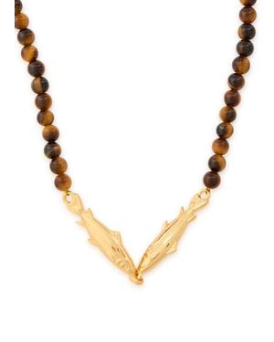 Timeless Pearly Beaded 24Kt-Plated Necklace - Metallic