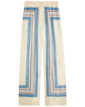 Zimmermann Rebellion Patterned Wide-Leg Silk Trousers - Blue