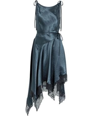 Acne Studios Doyla Asymmetric Satin Midi Dress - Blue