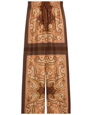 Zimmermann Luna Printed Silk Track Trousers - Brown
