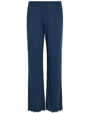Eberjey Straight-Leg Pointelle-Knit Trousers - Blue