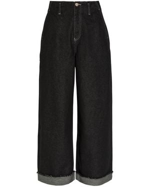 Damson Madder Pascal Turn-Up Wide-Leg Jeans - Black