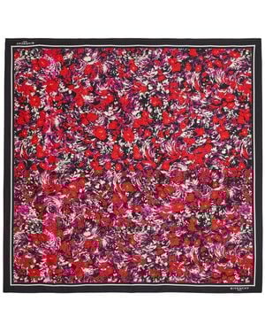 Givenchy Night Garden Floral Printed Silk Scarf - Red
