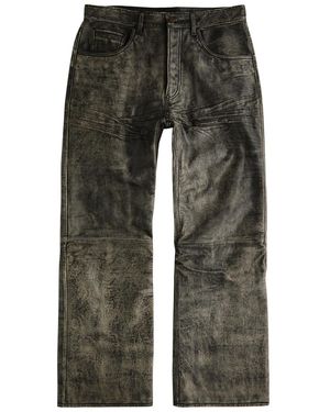 Acne Studios Straight-Leg Distressed Leather Trousers - Grey