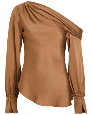 Jonathan Simkhai Alice Draped Satin Top - Brown