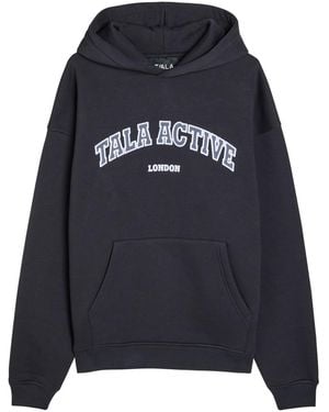 Tala Logo-Embroidered Hooded Cotton-Blend Sweatshirt - Blue