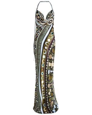 PUCCI Printed Halterneck Satin-Silk Maxi Dress - Multicolor