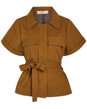 SKIIM Eloise Belted Cotton Jacket - Brown