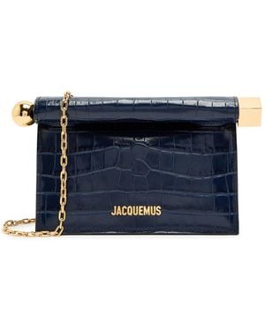 Jacquemus La Petite Pochette Rond Carré Crocodile-Effect Leather Clutch - Blue