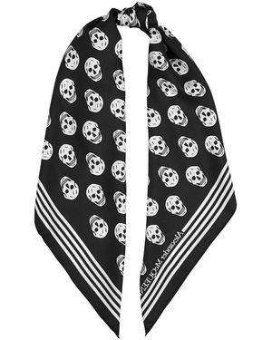 McQueen Biker Skull-Print Silk Scarf - Black