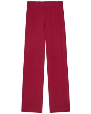 JOSEPH Sahel Straight-Leg Silk Trousers - Red