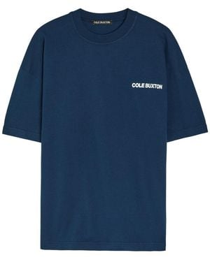 Cole Buxton Logo-Print Cotton T-Shirt - Blue