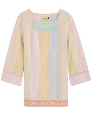 RIXO London Joane Panelled Woven Mini Dress - White