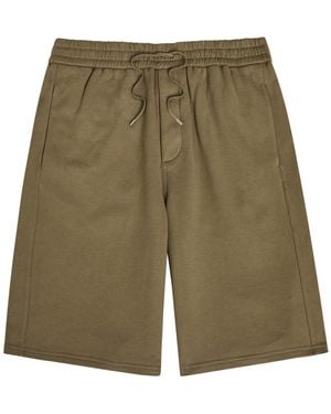 Saint Laurent Logo-Embroidered Cotton Shorts - Green