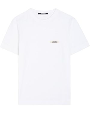 Jacquemus Le T-Shirt Gros Grain Logo Cotton T-Shirt - White