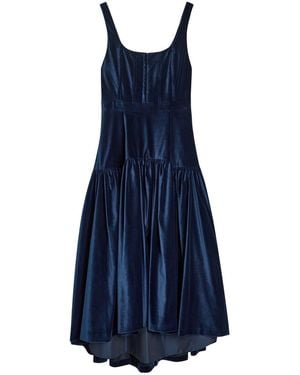 Alice + Olivia Diana Structured Velvet Midi Dress - Blue