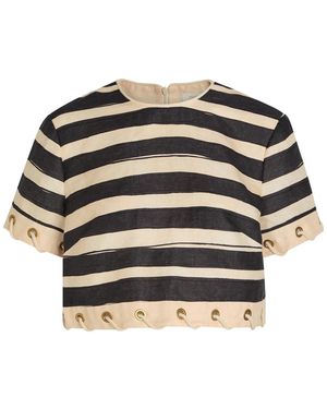 Zimmermann Rebellion Striped Linen Crop Top - Black