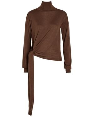 Rohe Tied Sleeve Detail Wool And Silk-Blend Sweater - Brown