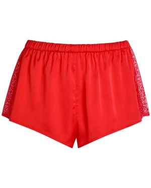 Simone Perele Satin Secrets Lace-Trim Satin Shorts - Red