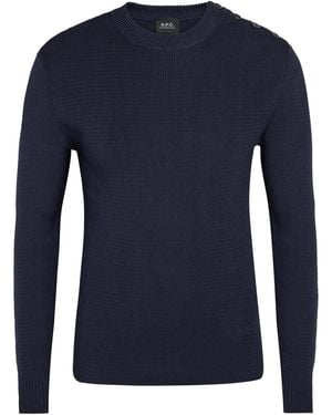 A.P.C. Marin Cotton-Knit Sweater - Blue