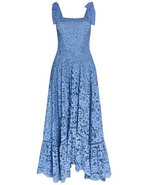 Alice + Olivia Rosalee Guipure-Lace Midi Dress - Blue