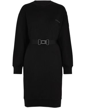 Moncler Belted Logo Cotton Jumper Dress - Black