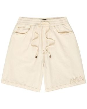 Amiri Logo-Embossed Distressed Denim Shorts - Natural