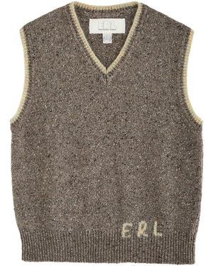 ERL Logo-Intarsia Wool-Blend Vest - Brown