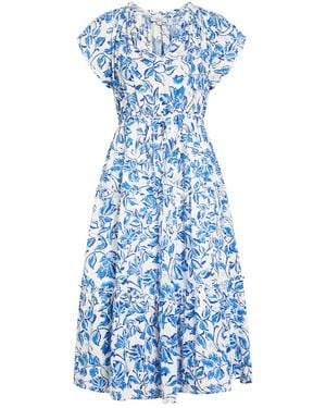 Rails Juni Floral-Print Linen-Blend Midi Dress - Blue