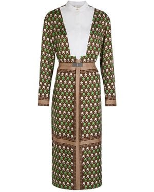 Tory Burch Printed Silk Midi Shirt Dress - Brown