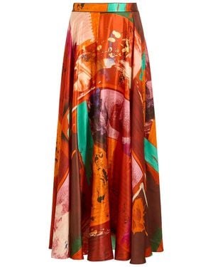 ROKSANDA Ameera Printed Satin Midi Skirt - Red
