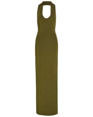 KHAITE Mahi Halter-Neck Stretch-Knit Midi Dress - Green