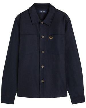 Fred Perry Logo-Embroidered Brushed-Twill Overshirt - Blue