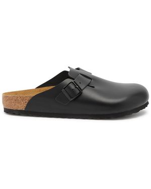 Birkenstock Boston Leather Sliders - Grey