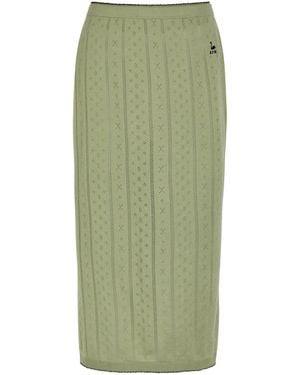 B.B. Wallace Serra Pointelle-Knit Cotton Midi Skirt - Green