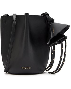 Givenchy Nano Floral Bag-Charm Leather Bucket Bag - Black